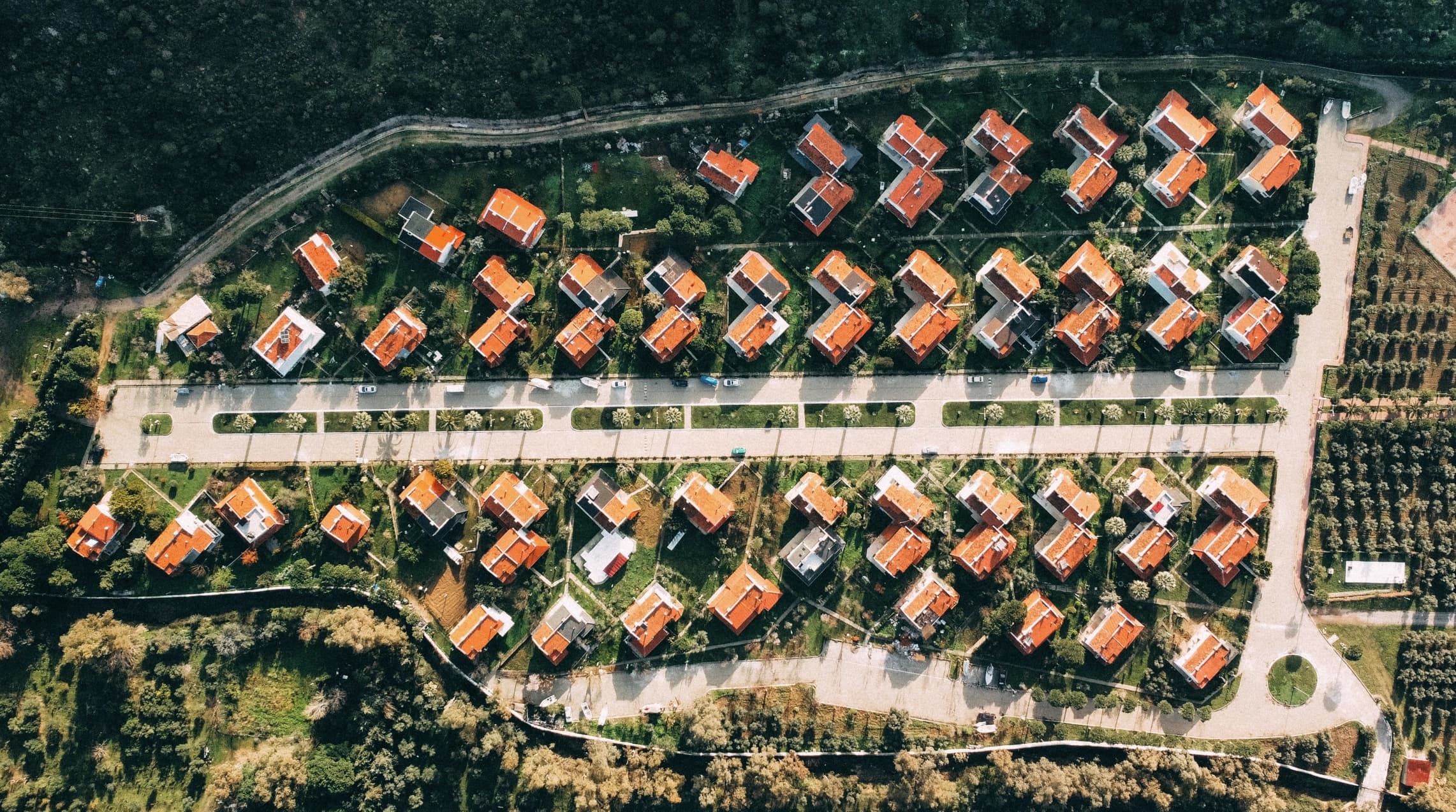 Vue aérienne d'une zone résidentielle