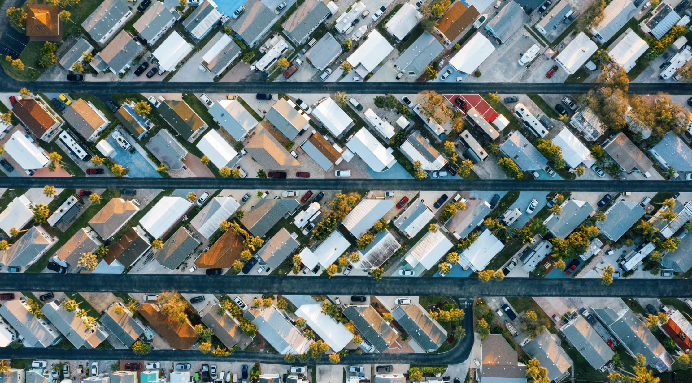 Vue aérienne d'un quartier résidentiel
