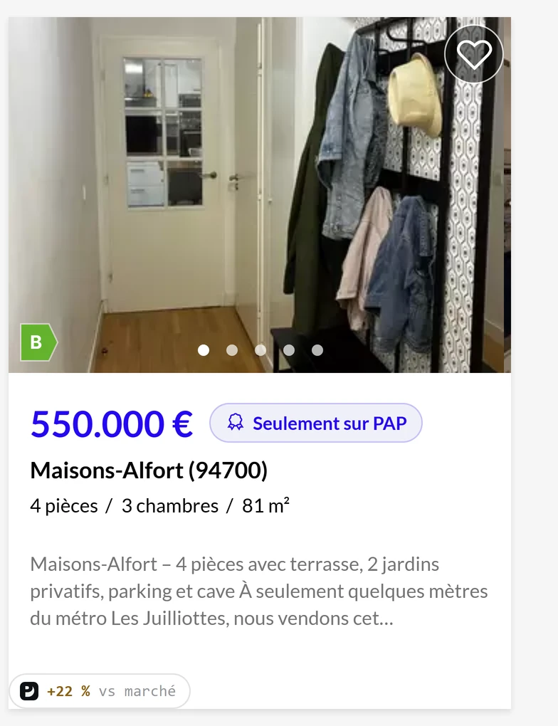 Une annonce d'une page de résultats avec la pastille Pondelo « +22 % vs marché » posée sous la description.